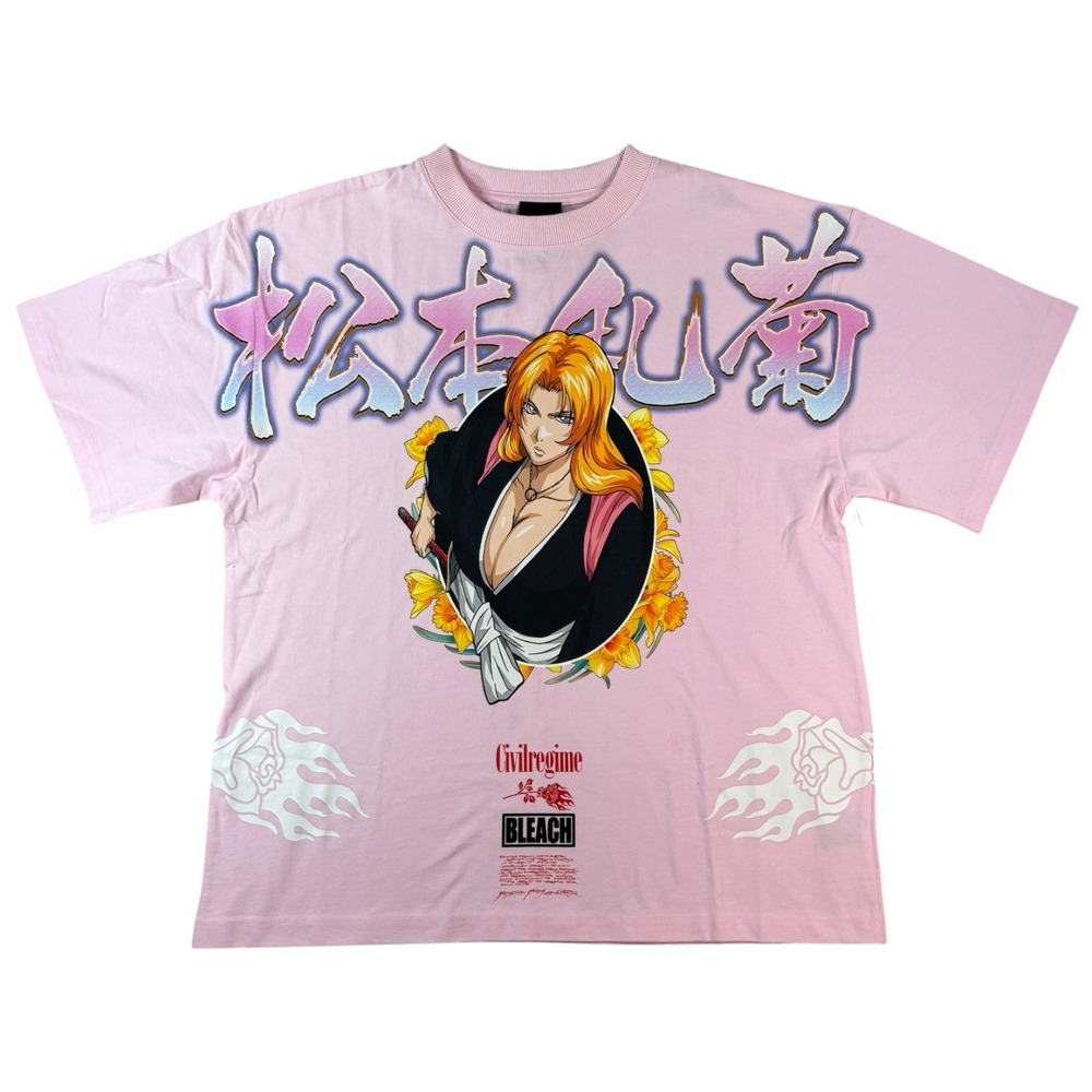 Civil Regime Bleach Rangiku Matsumoto Pink Graphic T-Shirt Mens Small New